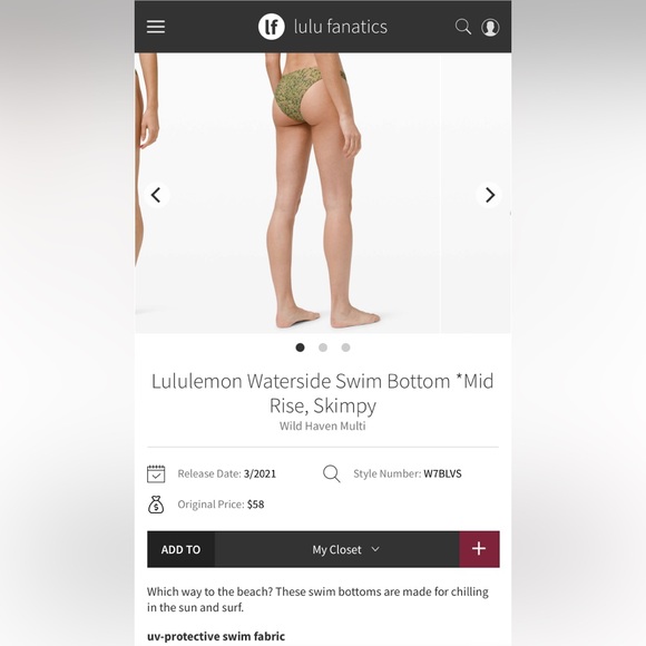 NWOT Lululemon Waterside Swim Bottom *Mid Rise, Skimpy Size Medium - Picture 6 of 7